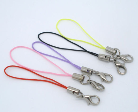 Picture of 100 PCs Mixed Cell Phone Lanyard Strap 70mm Cords W/Lobster Clasp