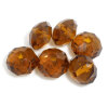 Picture of Crystal Glass Loose Beads Round Dark Brown Faceted Transparent About 10mm Dia, Hole: Approx 1.4mm, 50 PCs