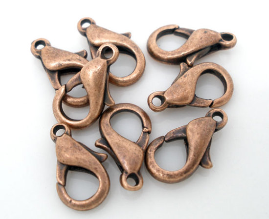Picture of Brass Lobster Clasps Antique Copper 12mm( 4/8") x 6mm( 2/8"), 100 PCs                                                                                                                                                                                         