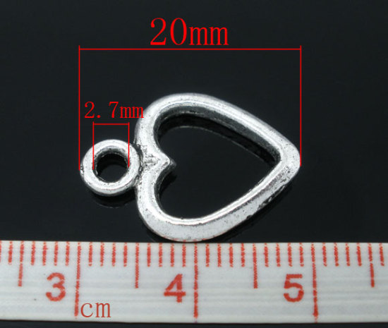 Bild von Antiksilber Herz Charm Anhänger 15x19mm Stücke.Verkauft eine Packung mit 50 Stücke 