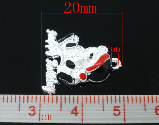 Immagine di Rame Charm Ciondoli Orso Argento Placcato Nulla Disegno 20.0mm x 18.0mm, 10 Pz