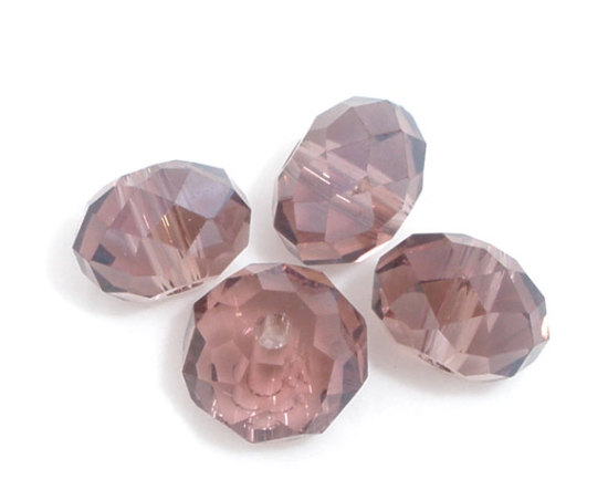 Image de Perles Cristales en Verre Plat-Rond Violet Transparent à Facettes 6mm Dia, Taille de Trou: 0.8mm, 100 Pcs