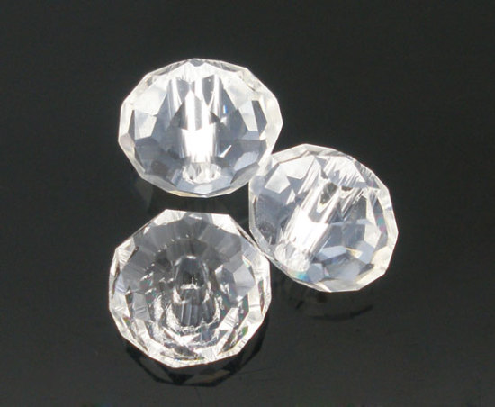 Picture of Crystal Glass Loose Beads Round Transparent Faceted About 6mm Dia, Hole: Approx 0.8mm, 100 PCs