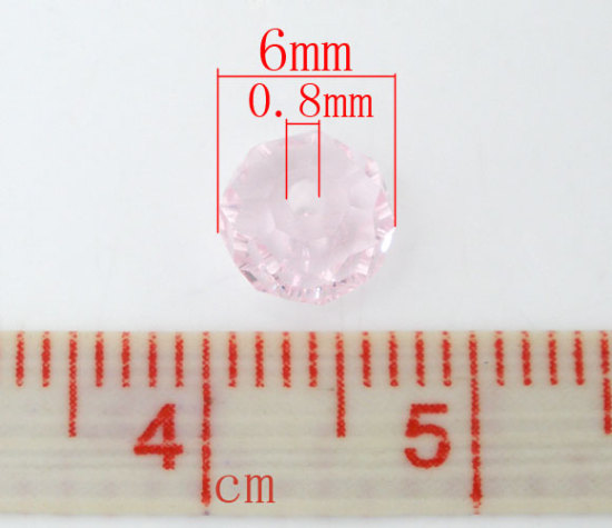 Picture of Crystal Glass Loose Beads Round Light Pink Transparent Faceted About 6mm Dia, Hole: Approx 0.8mm, 100 PCs