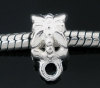 Picture of 50 PCs Silver Plated Flower Pattern Bails Beads. Fit European Bracelet 12x6mm