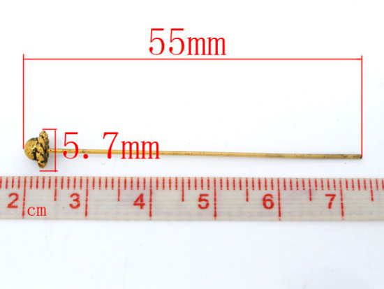 Bild von Messing Kopfstifte Antik Golden 5.5cm lang, 0.7mm 30 Stücke                                                                                                                                                                                                   