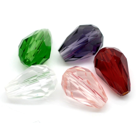 Cuentas Flojas Cristal Vidrio de Gota,Facetas Mixto 11mm x 8mm, Agujero: acerca de 1mm, 50 Unidades