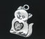 Immagine di Lega di Zinco Charm Ciondoli Gatto Argento Antico Cuore Disegno 22.0mm x 14.0mm, 40 Pz