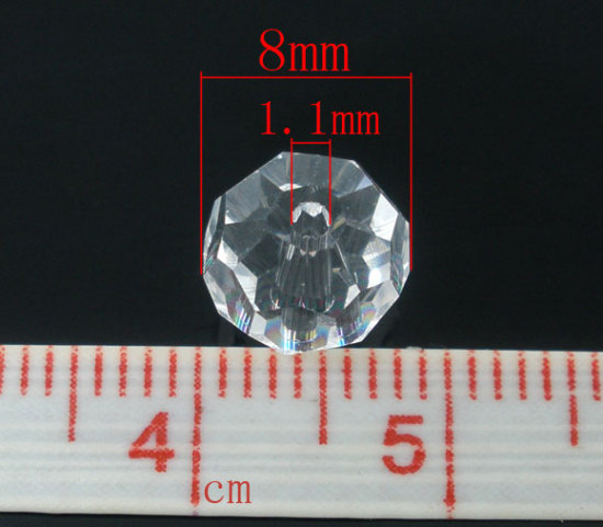 Bild von klar Kristall Glas Facettiert Rund Perlen 8mm, 50 Stücke