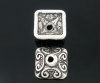 Picture of Zinc Based Alloy Beads Caps Square Antique Silver Color Cloud Pattern 10mm x 10mm, 50 PCs