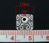 Picture of Zinc Based Alloy Beads Caps Square Antique Silver Color Cloud Pattern 10mm x 10mm, 50 PCs