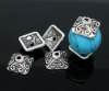 Picture of Zinc Based Alloy Beads Caps Square Antique Silver Color Cloud Pattern 10mm x 10mm, 50 PCs