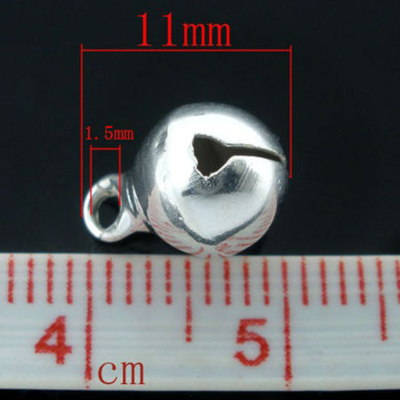 Imagen de Colgantes Aleación de Cascabel Argentado Rhinestone 11.0mm x 8.0mm, 100 Unidades 
