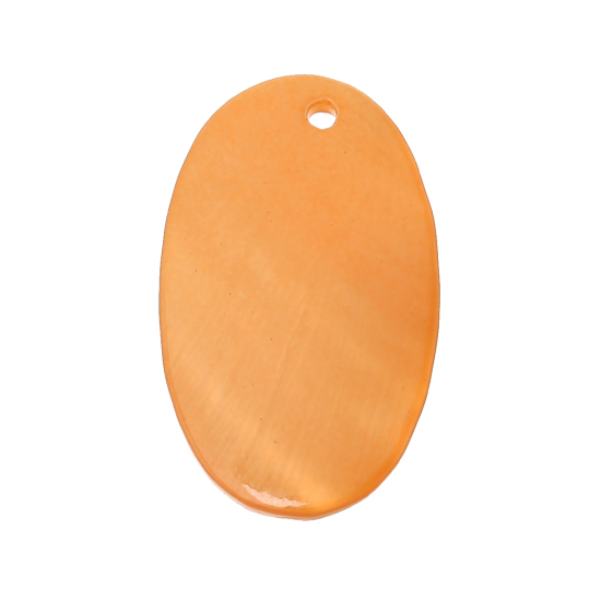 Bild von Natur Muschel Anhänger Oval Orange 3.6cmx 2.2cm, 20 Stücke