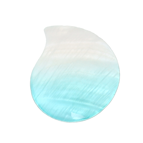 Picture of Natural Shell Embellishments Findings Butterfly Wing Blue 3.1cm x2.3cm(1 2/8" x 7/8"), 1 Piece