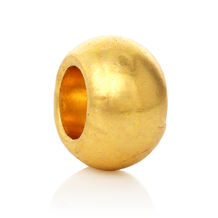 Bild von Zinklegierung European Stil Charm Großlochperlen Rund Vergoldet etwa 9mm D., Loch:Ca 4.8mm, 100 Stücke