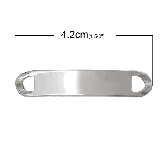 Picture of 304 Stainless Steel Connectors Findings Curve Rectangle Silver Tone 4.2cm(1 5/8"） x 0.8cm（3/8"), 10 PCs
