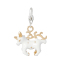 Image de Breloque avec Fermoir en Alliage de Zinc Animal Cheval Argenté Blanc Email 3.6cm x 2.4cm, 5 Pcs