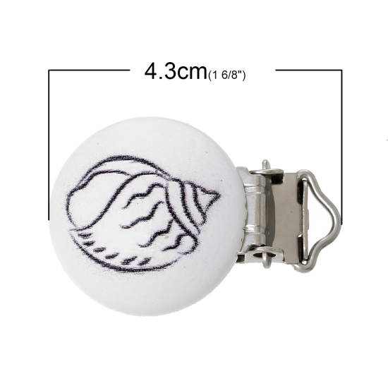 Picture of Wood Baby Pacifier Clip Round At Random Mixed 43mm(1 6/8") x 29mm(1 1/8"), 5 PCs