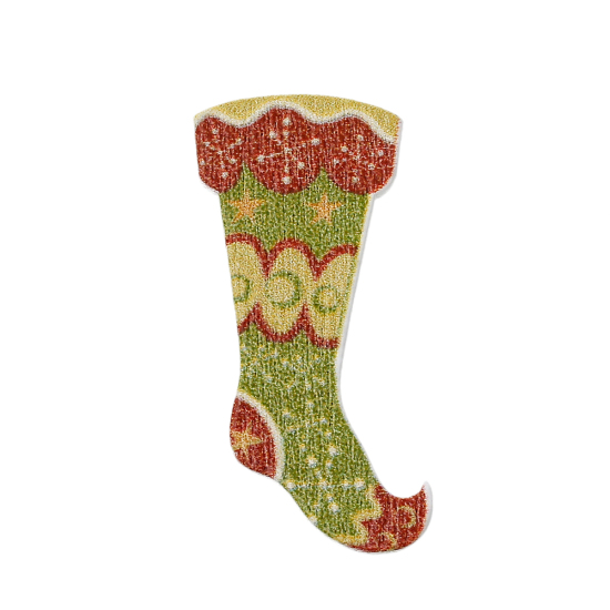 Picture of Natural Wood Embellishments Findings Christmas Candy Stocking Multicolor 3.4cm x 15.0mm , 100 PCs