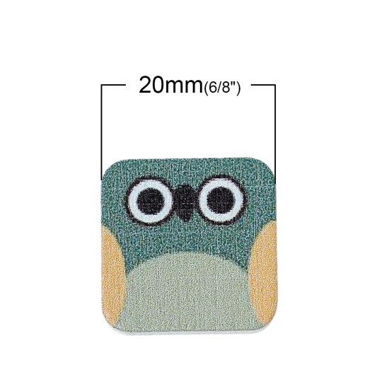 Picture of Wood Embellishments Scrapbooking Square At Random Halloween Owl Pattern 20mm( 6/8") x 20mm( 6/8"), 9 PCs