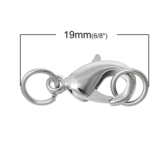 Picture of Brass Lobster Clasps Silver Tone 19mm( 6/8") x 7mm( 2/8"), 20 PCs                                                                                                                                                                                             