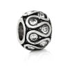 Picture of Zinc Metal Alloy European Style Large Hole Charm Beads Barrel Antique Silver Color Pattern Carved Clear Rhinestone About 11mm x 8mm, Hole: Approx 5.1mm, 10 PCs