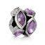 Bild von Zinklegierung European Stil Charm Großlochperlen Oval Antik Silber Amethyst Strass, etwa 12mm x 12mm, Loch:Ca 5.0mm, 10 Stücke