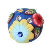 Picture of Polymer Clay Cabochon Scrapbooking Embellishments Round Royal Blue Flower Pattern Rhinestone 18mm-19mm Dia, 10 PCs