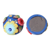 Picture of Polymer Clay Cabochon Scrapbooking Embellishments Round Royal Blue Flower Pattern Rhinestone 18mm-19mm Dia, 10 PCs