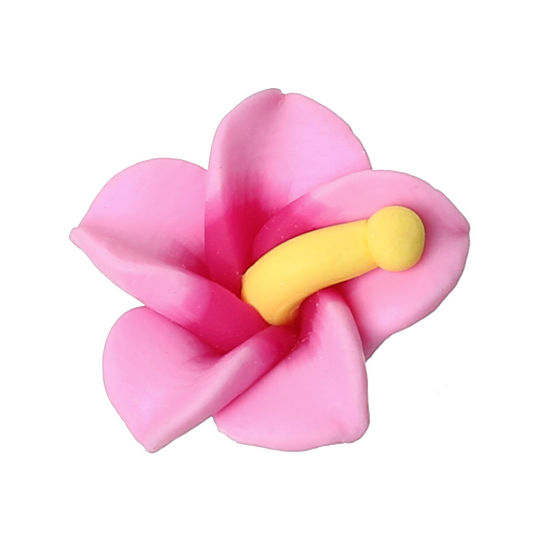 Picture of Polymer Clay Cabochon Scrapbooking Embellishments Flower Pink 17mm x16mm( 5/8" x 5/8")  - 16mm x15mm( 5/8" x 5/8") , 30 PCs