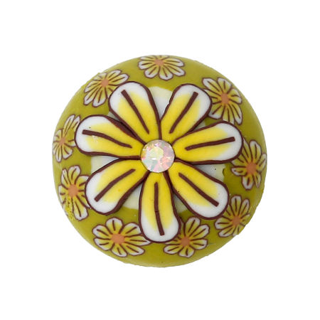 Глина Кабошоны и Наклейки Круглые Желтый Цветокобразец 18мм Dia, 20 ШТ
