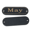 Picture of Wood Connectors Findings Oval Black Message " May " Carved 3.8cm x 1.2cm, 8 PCs