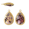Picture of Brass Charm Pendants February Birthstone Teardrop Gold Plated Purple Resin Rhinestone Faceted 20mm(6/8") x 13mm(4/8"), 3 PCs                                                                                                                                  