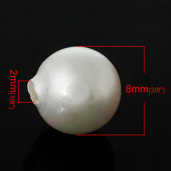 Imagen de Cuentas Chicle Acrílico de Ronda Blanco 8mm,Agujero:Aprox 2mm 30 Unidades