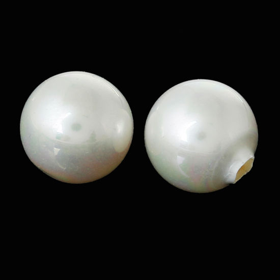 Imagen de Cuentas Chicle Acrílico de Ronda Blanco 8mm,Agujero:Aprox 2mm 30 Unidades