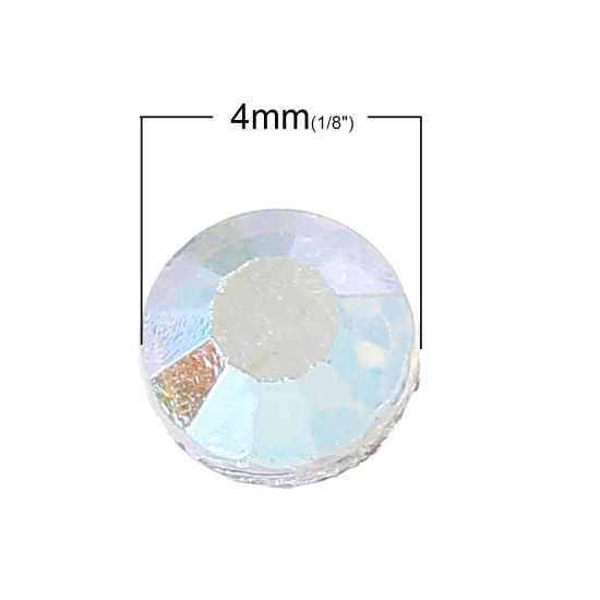 Picture of ss16 Iron On Hot Fix Rhinestone Flatback Clear AB Color DIY Faceted 4mm(1/8") Dia, 5000 PCs