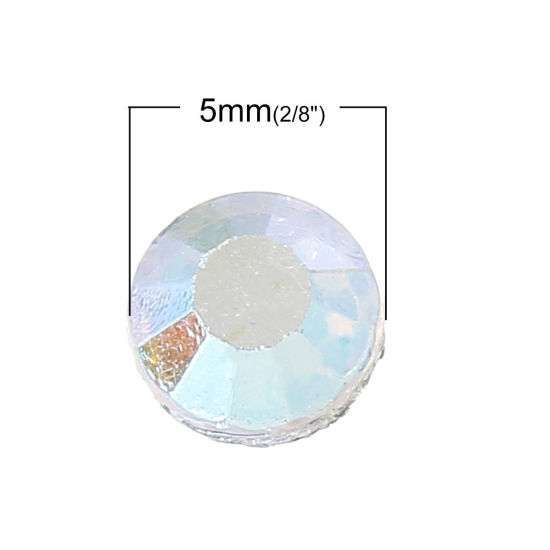 Picture of ss20 Iron On Hot Fix Rhinestone Flatback Clear AB Color DIY Faceted 5mm(2/8") Dia, 2000 PCs