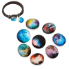 Picture of 18mm Glass Snap Buttons Round Silver Tone At Random Mixed Galaxy Universe Pattern Fit Snap Button Bracelets, Knob Size: 5.5mm( 2/8"), 6 PCs