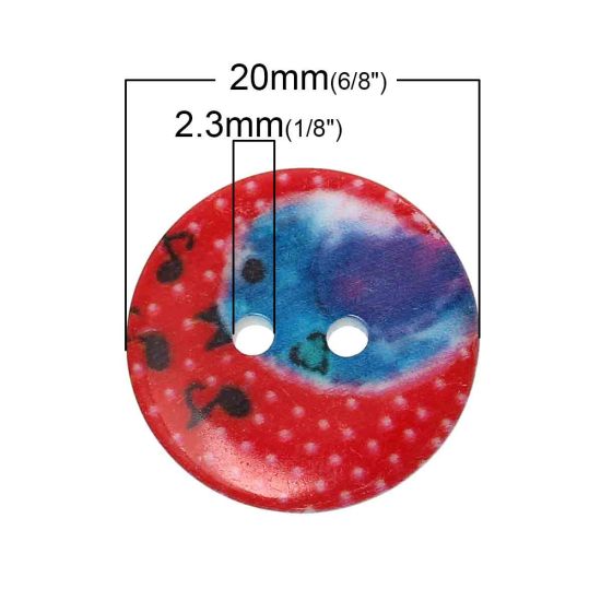 Picture of Resin Sewing Buttons Scrapbooking 2 Holes Round At Random Mixed Bird Pattern 20mm( 6/8") Dia, 100 PCs