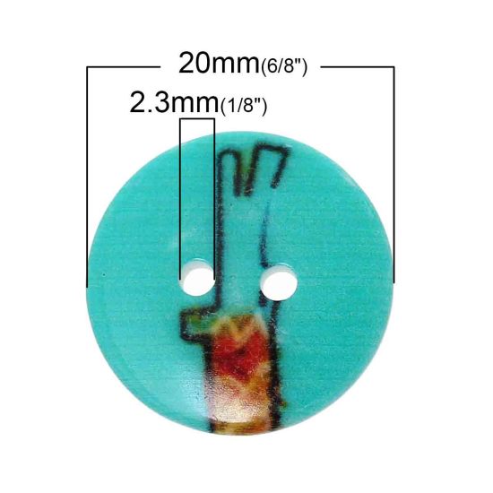 Picture of Resin Sewing Buttons Scrapbooking 2 Holes Round At Random Mixed Animal Pattern 20mm( 6/8") Dia, 100 PCs