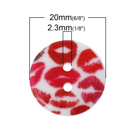 Image de de Couture Boutons en Résine Forme Rond Couleur Au Hasard 2 Trous Lèvres, Diamètre: 20mm, 7 Pcs