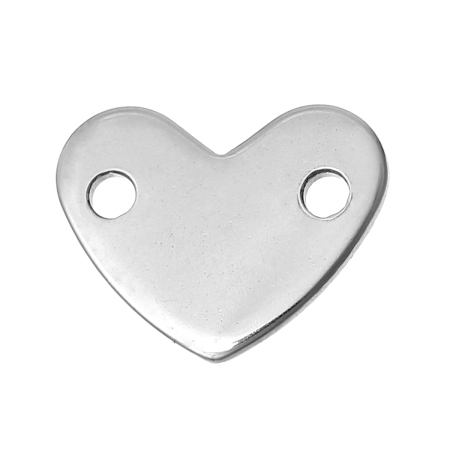 Image de Connecteur en Acier Inoxydable Cœur Argent Mat 14mm x 11mm, 20 Pcs