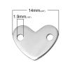 Picture of 304 Stainless Steel Connectors Findings Heart Silver Tone 14mm(4/8") x 11mm(3/8"), 20 PCs
