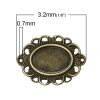 Bild von Eisen(Legierung) Cabochon Fassung Verbinder Oval Bronzefarbe (für 17mm x 12mm) 32mm x 24mm 100 Stück