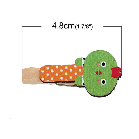 Picture of Wood Photo Holder Clothespin Clips At Random Mixed Birds Pattern 4.8cm x 23.0mm, 20 PCs