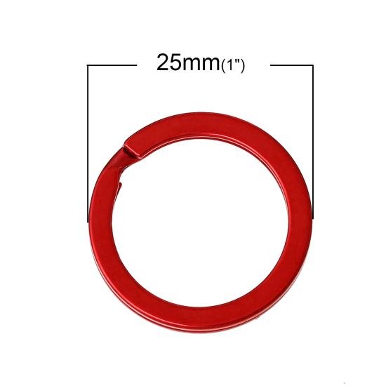 Picture of Iron Based Alloy Keychain & Keyring Circle Ring Red 25mm Dia, 20 PCs