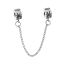 Picture of European Style Charm Safety Chains Antique Silver Color Flower Pattern 10cm long, 2 PCs
