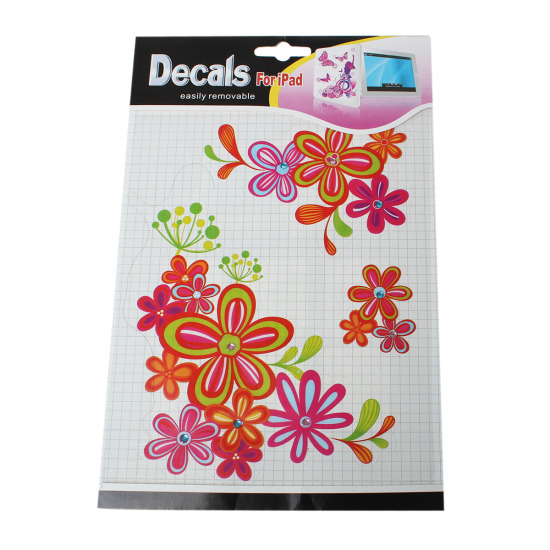 Image de Sticker Autocollant pour Ipad Multicolore Fleurs 24cm x 17cm, 5 Pcs