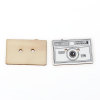 Picture of Wood Sewing Button Scrapbooking Rectangle Camera Natural 2 Holes 29mm(1 1/8") x 20mm( 6/8"), 6 PCs